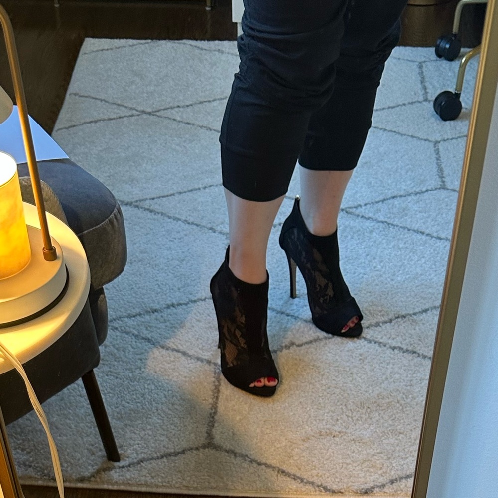 EUC Aldo Suede and Lace Open Toe Booties - Picture 10 of 12